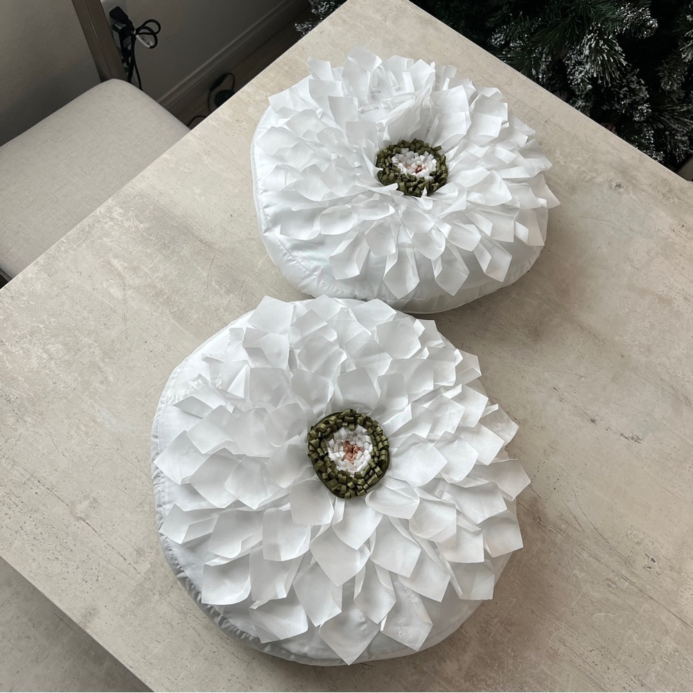 White Floral Accent Pillows